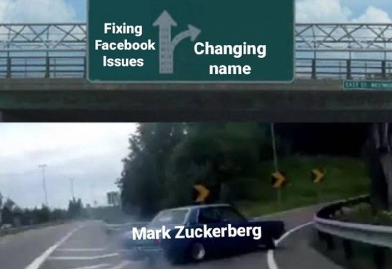 Road sign showing FB name change